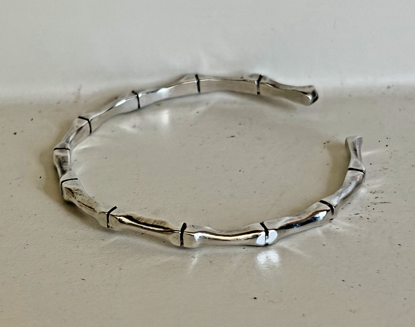 VINTAGE STERLING SILVER BAMBOO STYLE BRACELET