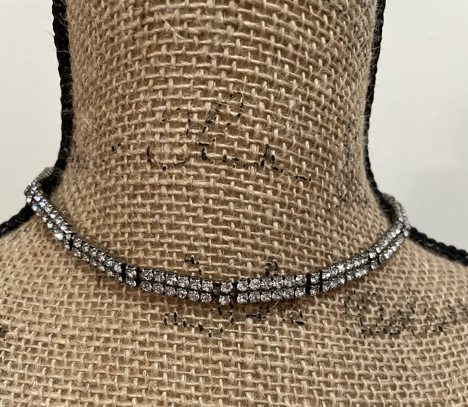 Vintage Women’s Unbranded Adjustable Rhinestone Choker Necklace, 16.5 In., Used