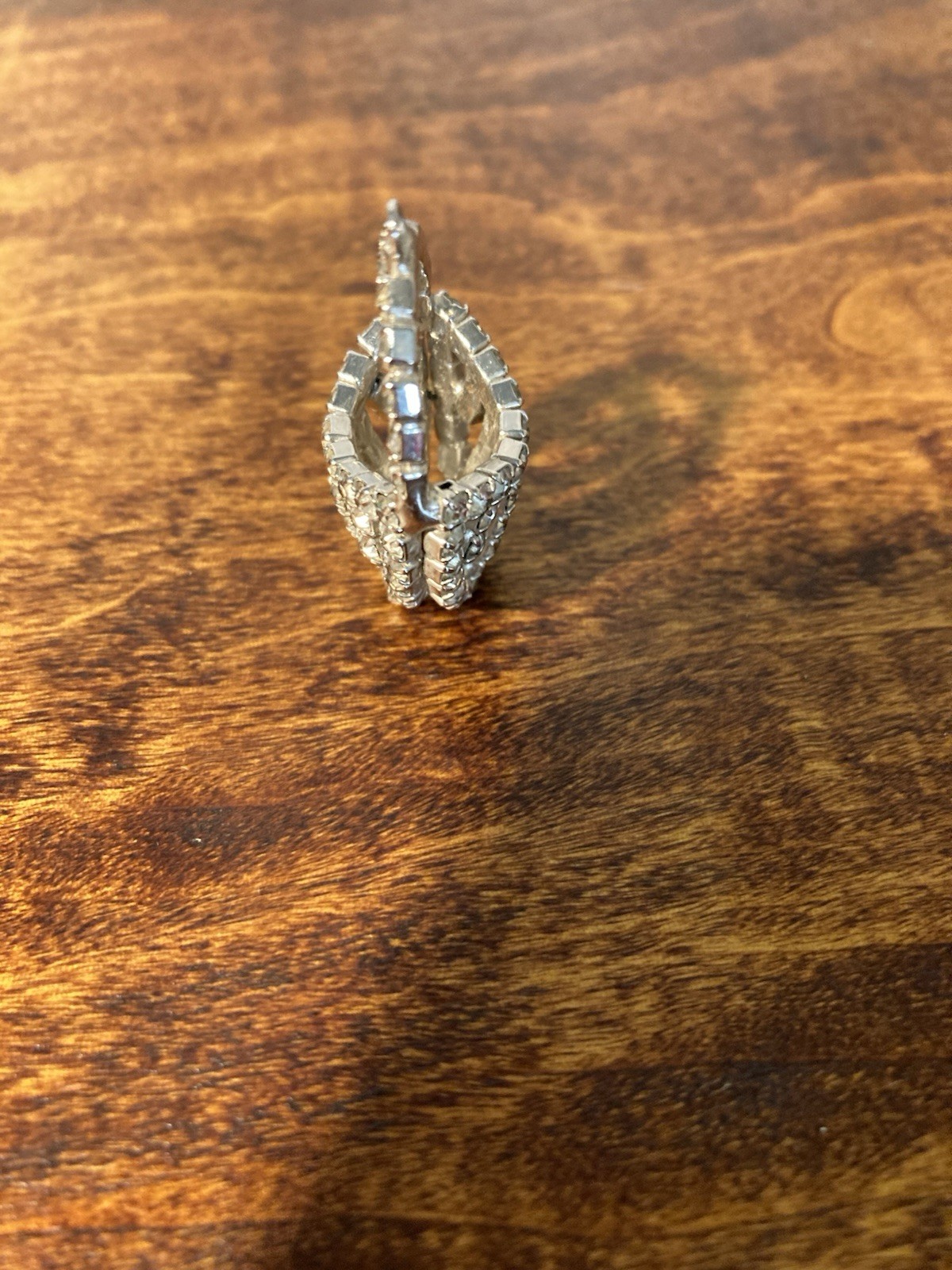 Vintage Silver Tone With Clear Rhinestone Purse Pendant
