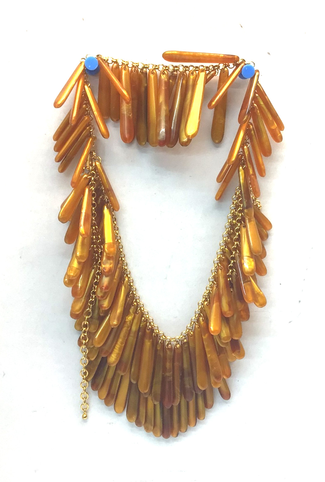 VTG Joan Rivers Amber Drop Beaded Bib Fringe Layered Necklace