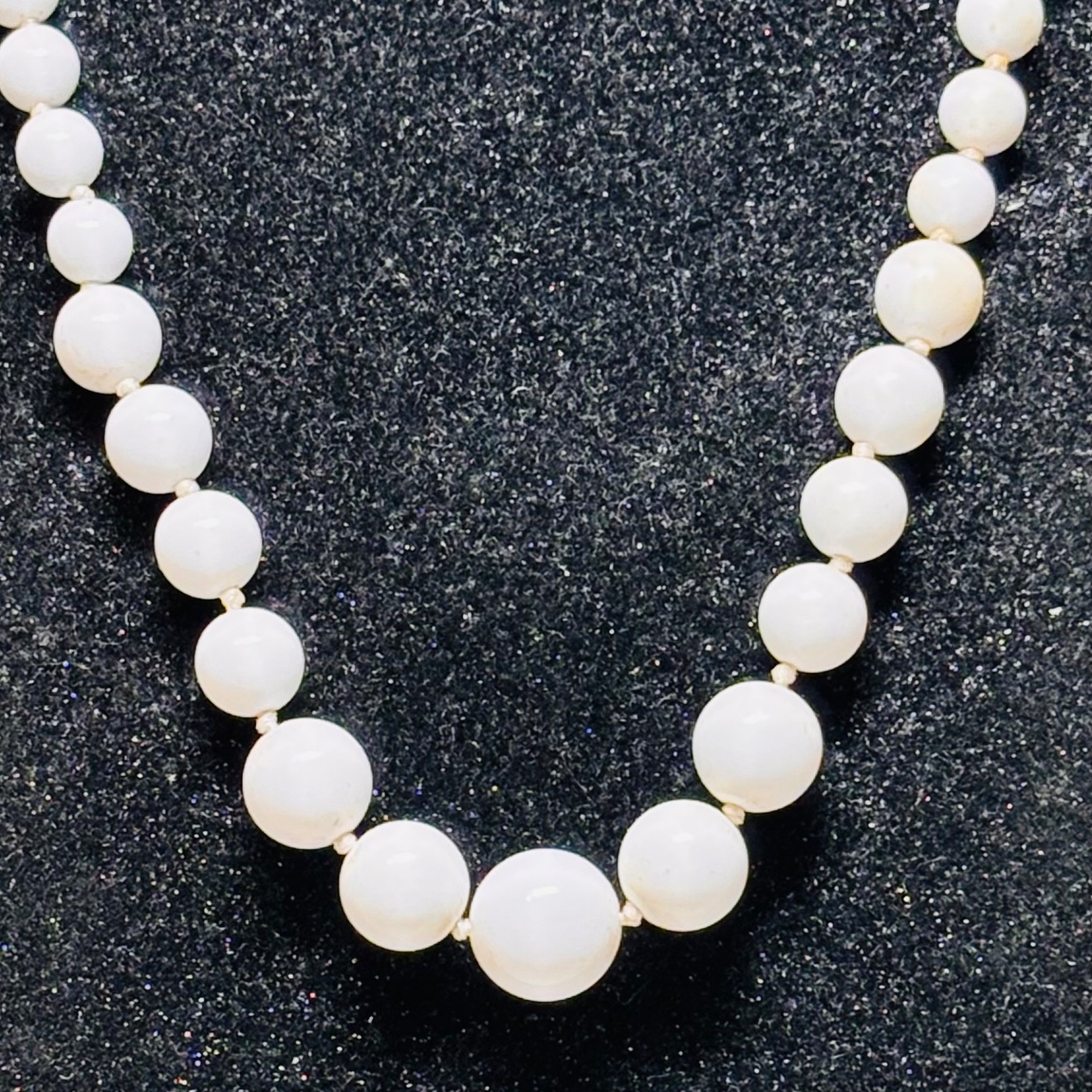 JAPAN necklace earrings vintage set white beads hook clasp screw back earrings