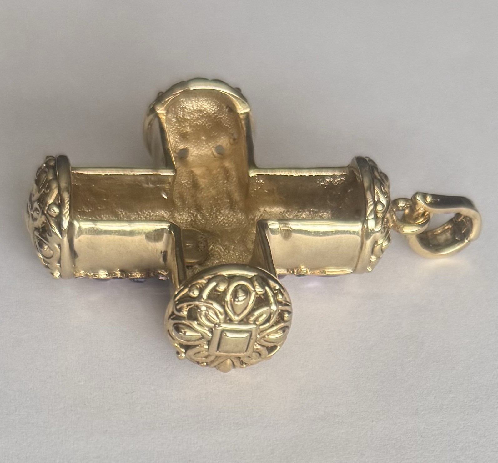 VTG Real Collectibles by Adrienne HSN Heavy 68g Pastel Crystal Byzantine Cross