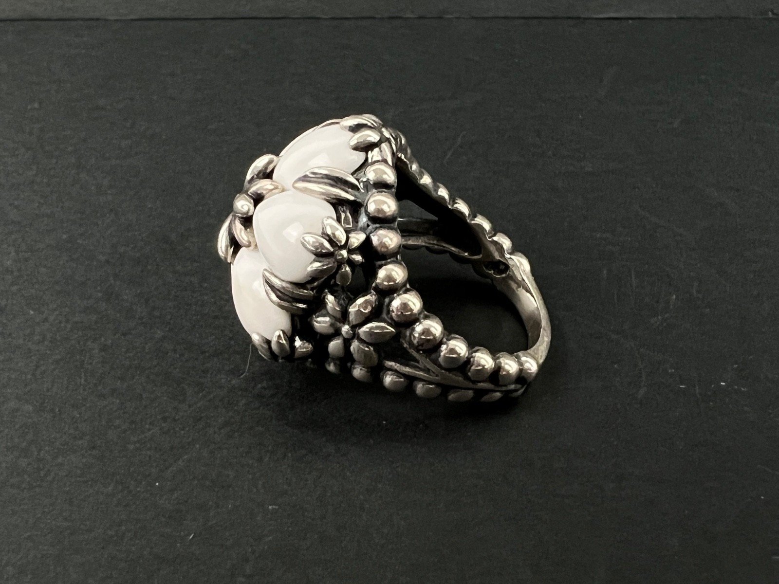 Carolyn Pollack Relios White Howlite Flower Sterling Silver Ring Size 8