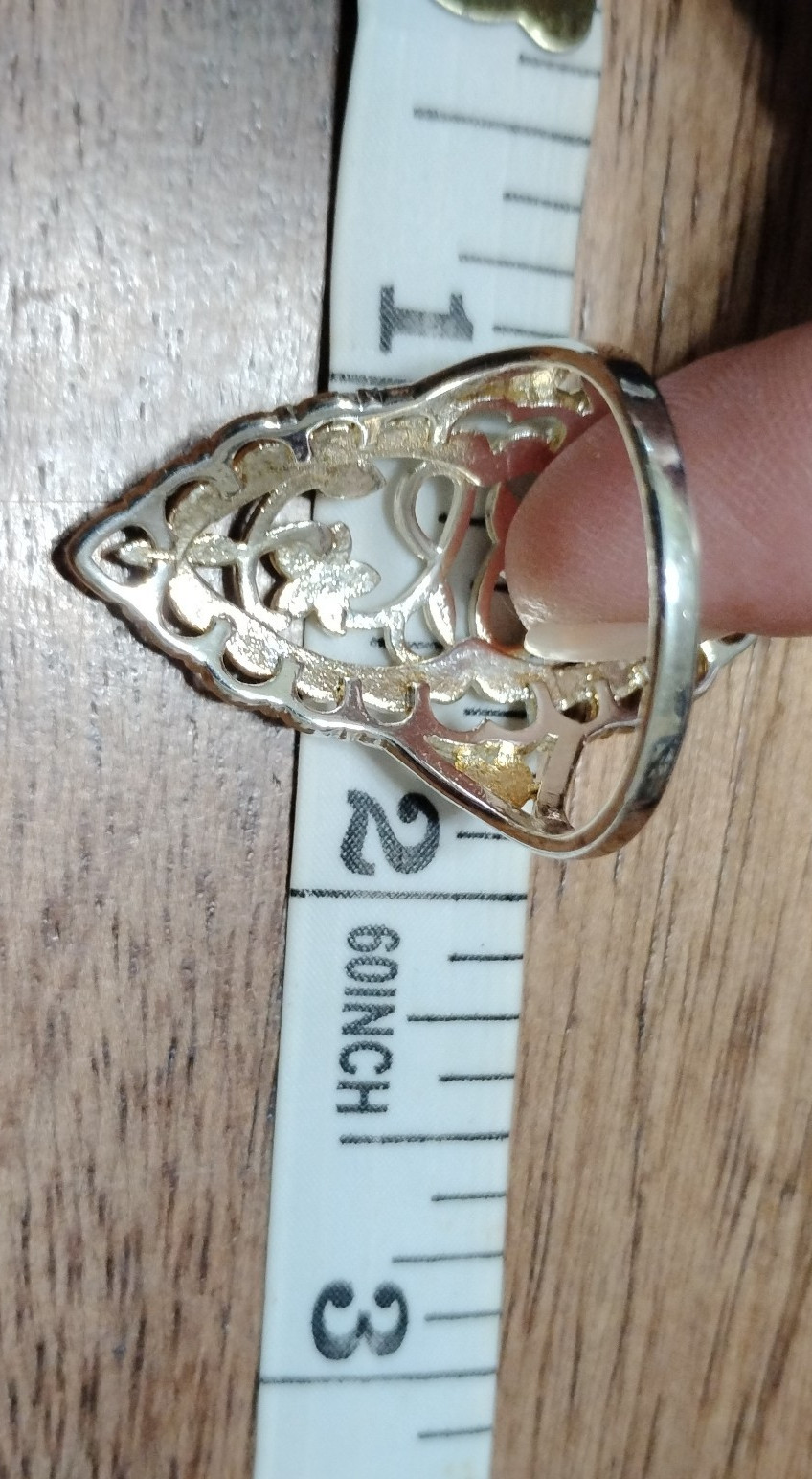 Vintage 1980’s 925 Sterling Silver Flower and Hearts Scrollwork Elongated Ring