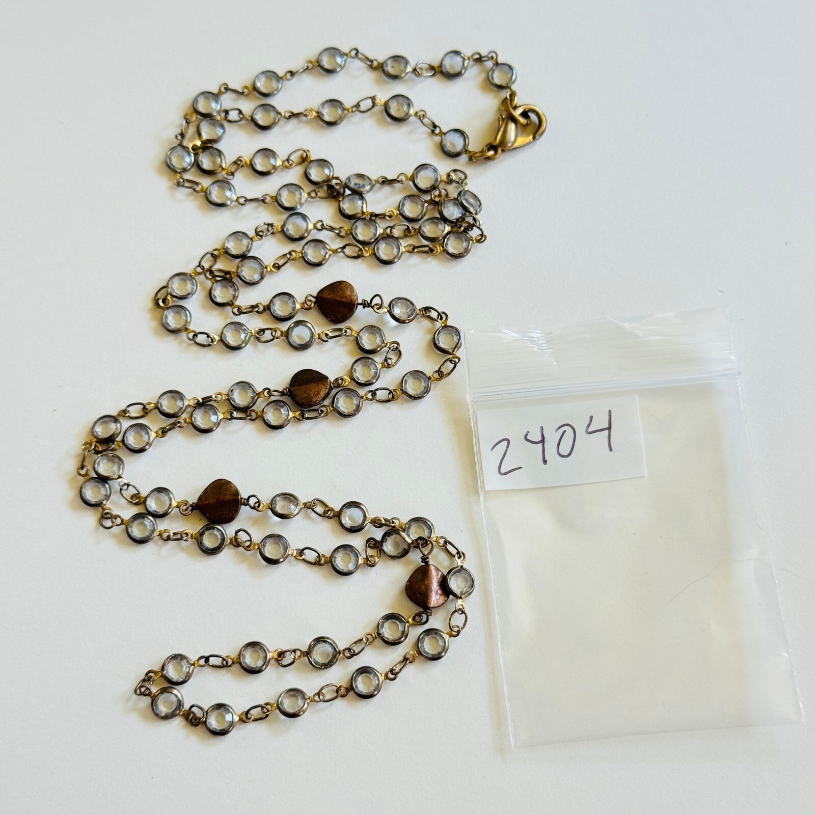 VTG Regal Open Bezel Austrian Crystal Necklace dainty light blue rare high end