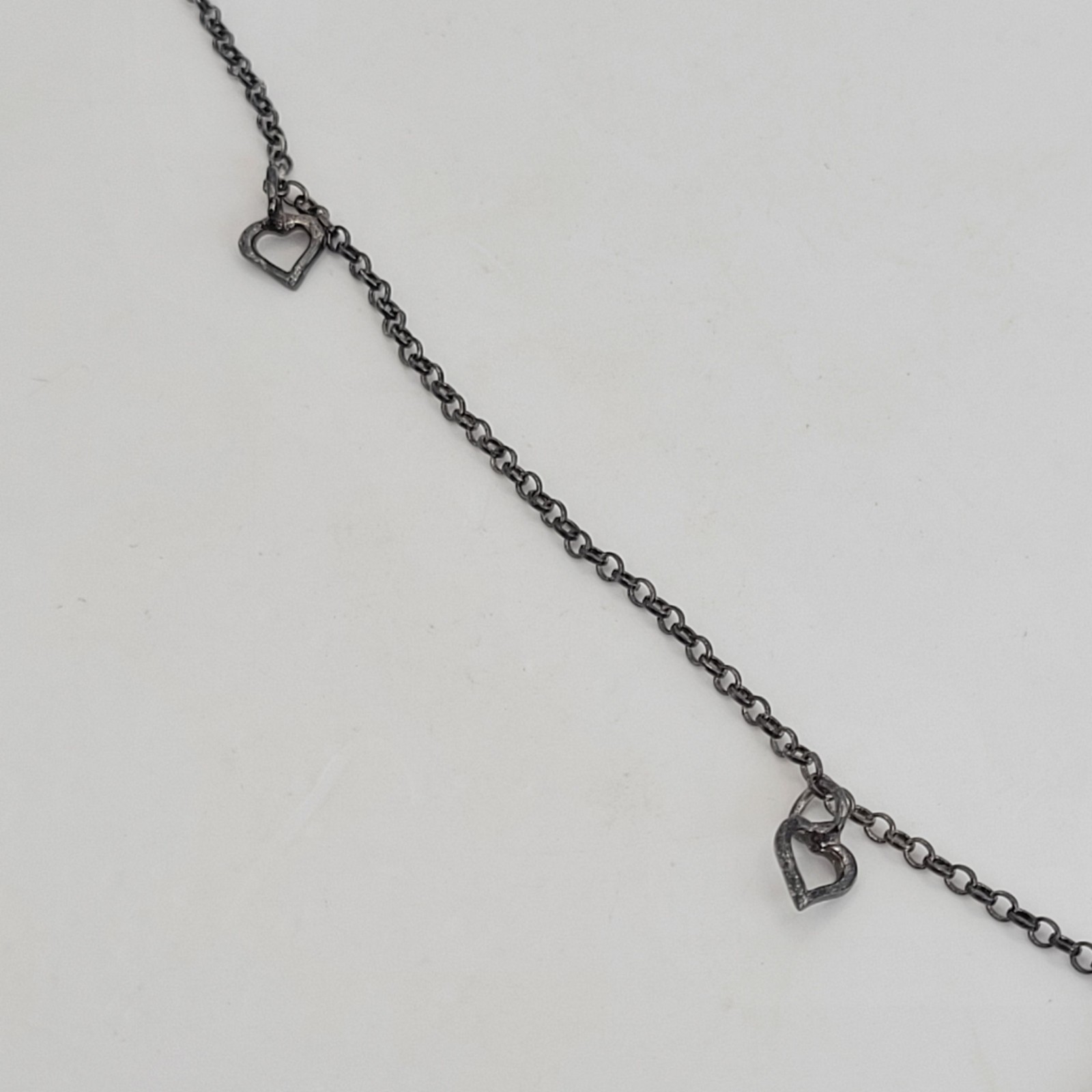 Vintage Baroni Designs Sterling Silver Open Heart Pendant Charm Station Necklace