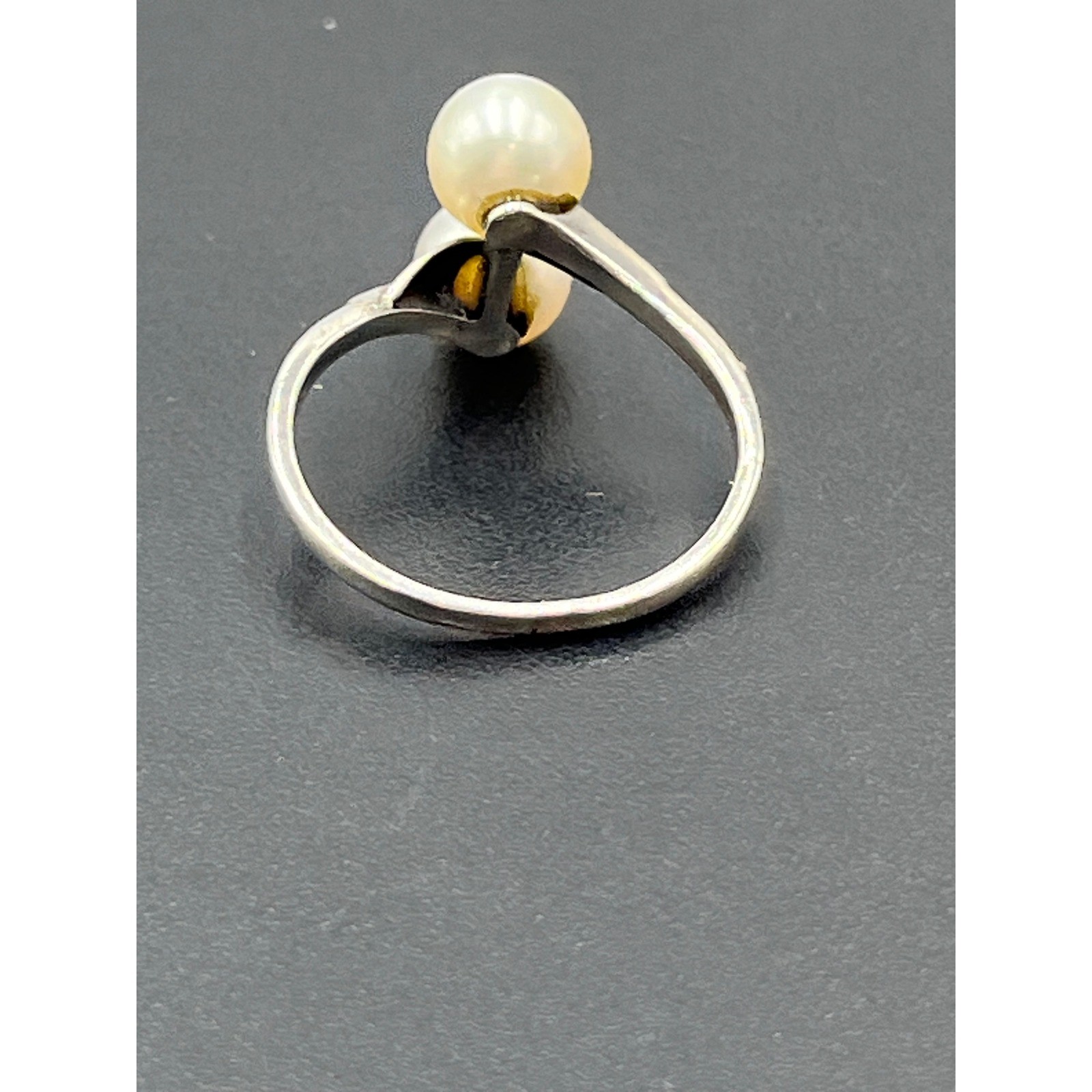 Mikimoto Vintage estate Akoya Pearl Sterling Silver 925 Toi et Moi Bypass Ring
