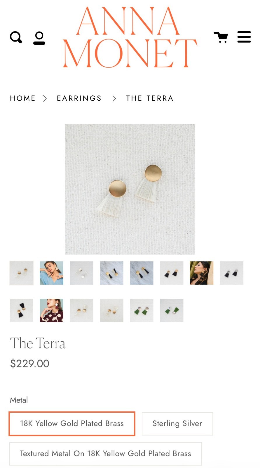 Anna Monet Horse Hair and Brass Terra Earrings
