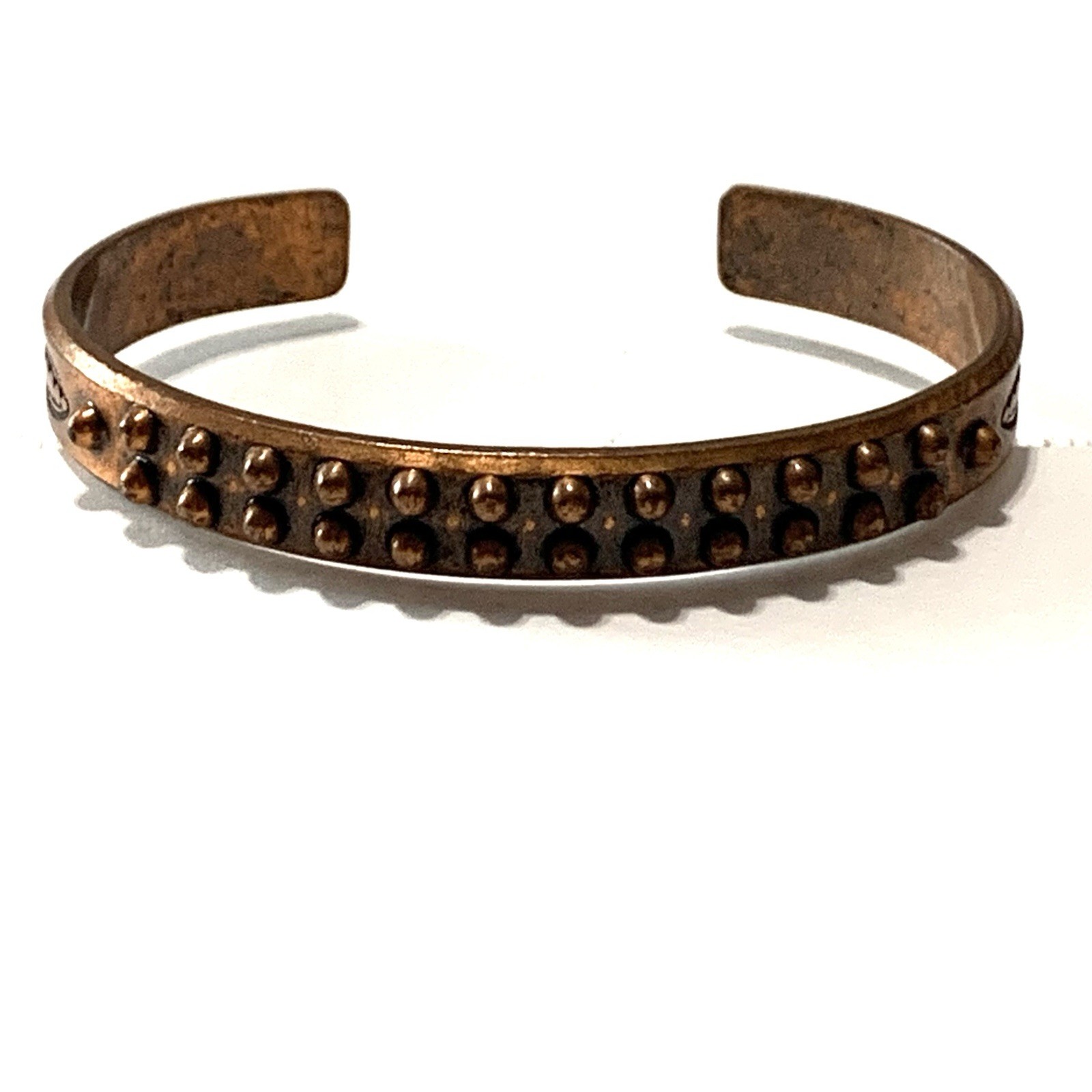 Vintage Mid Century Antiqued Copper Knob Cuff Bracelet Southwestern Bangle SMALL