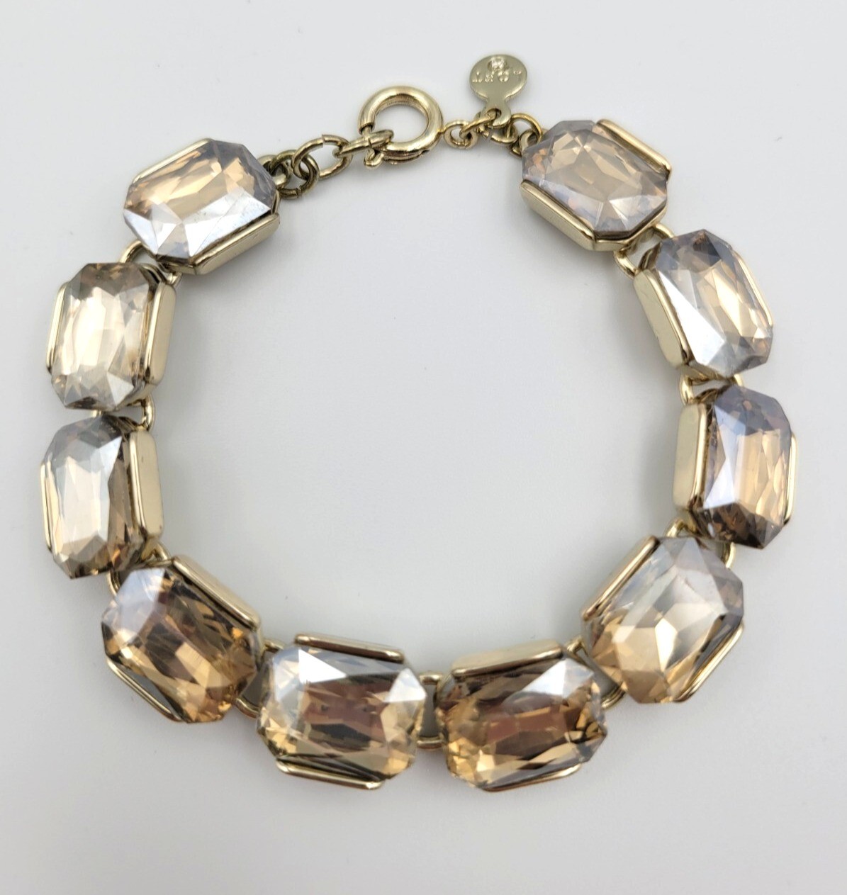 Vintage LOFT Chunky Rhinestone Gold Tone Bracelet Large Faceted Rhinestones
