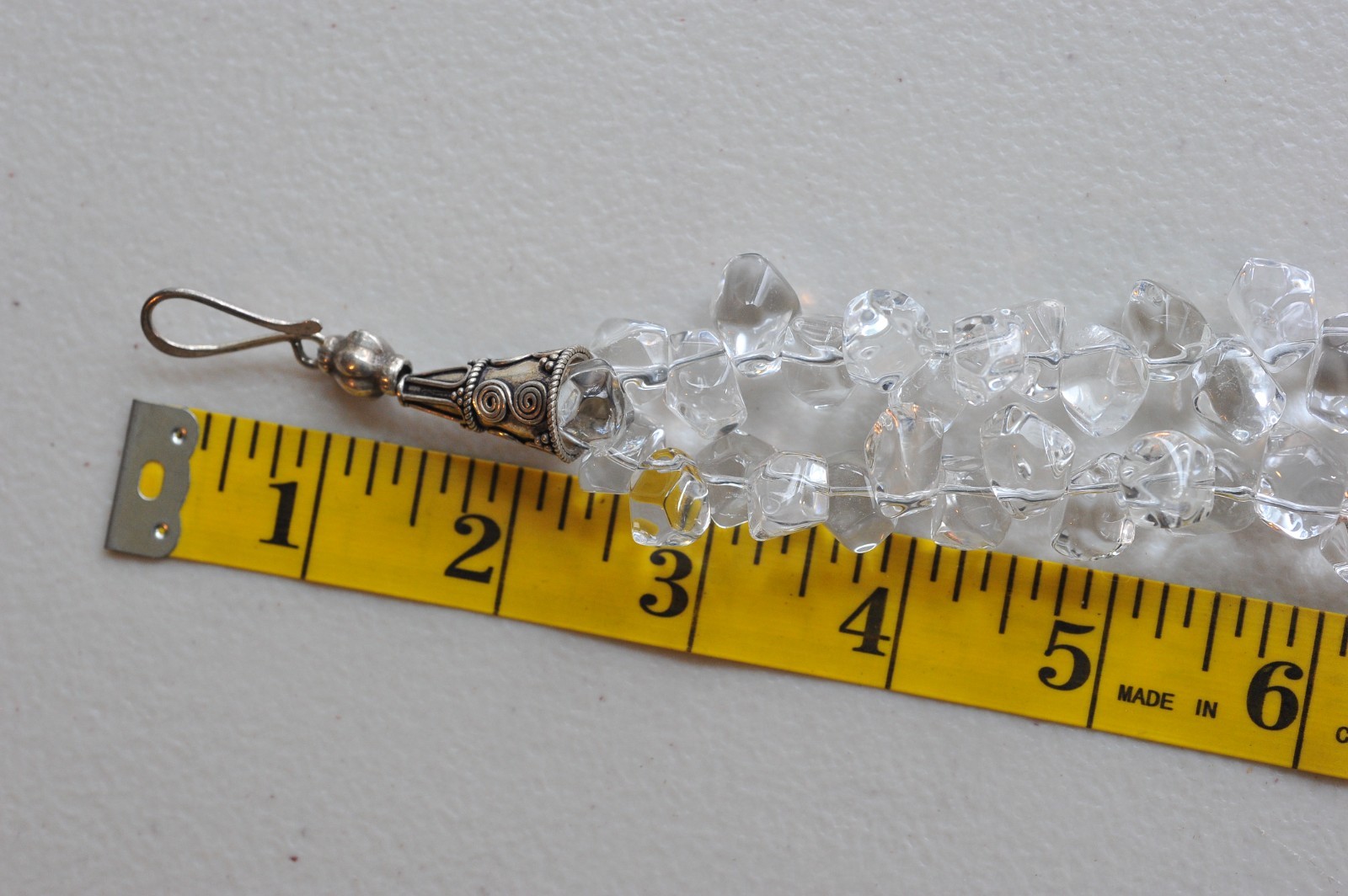 VTG clear rock quartz crystal tumbled polished sterling clasp necklace 258 Grams
