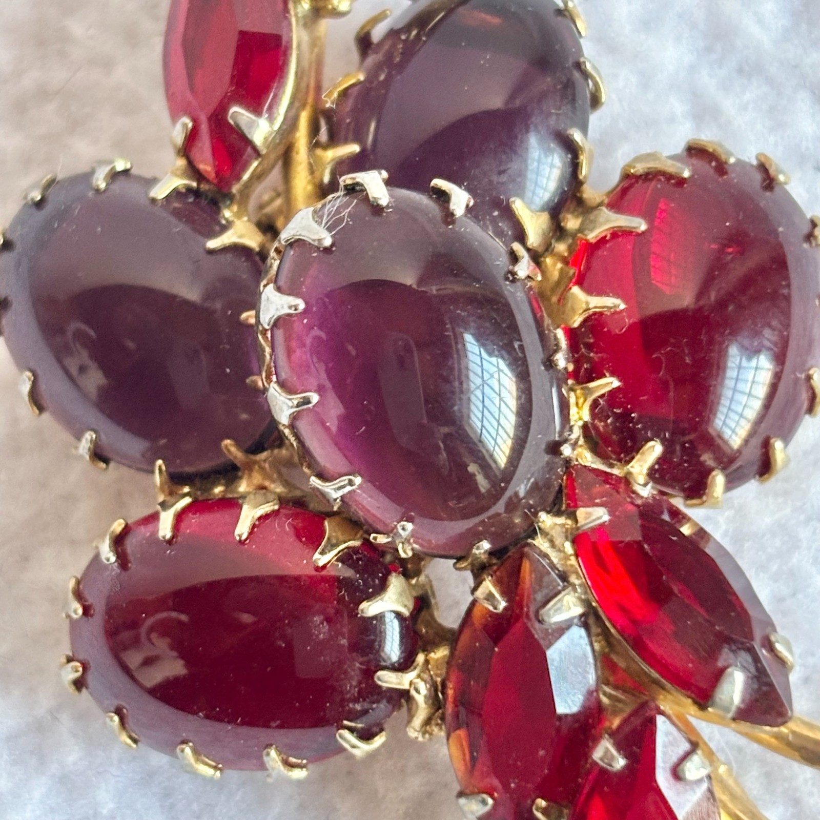 Vintage Weiss Brooch Purple Pink Red Cabuchon & Marquise Stones
