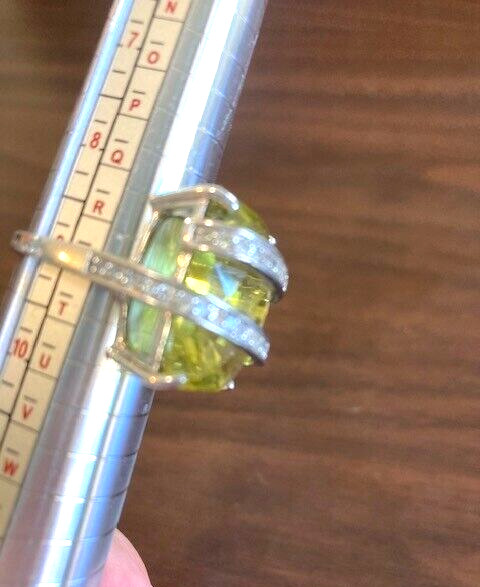 Sterling Silver Vintage Bold Lemon Citrine & White Beryl Overlay Ring – Sz 9
