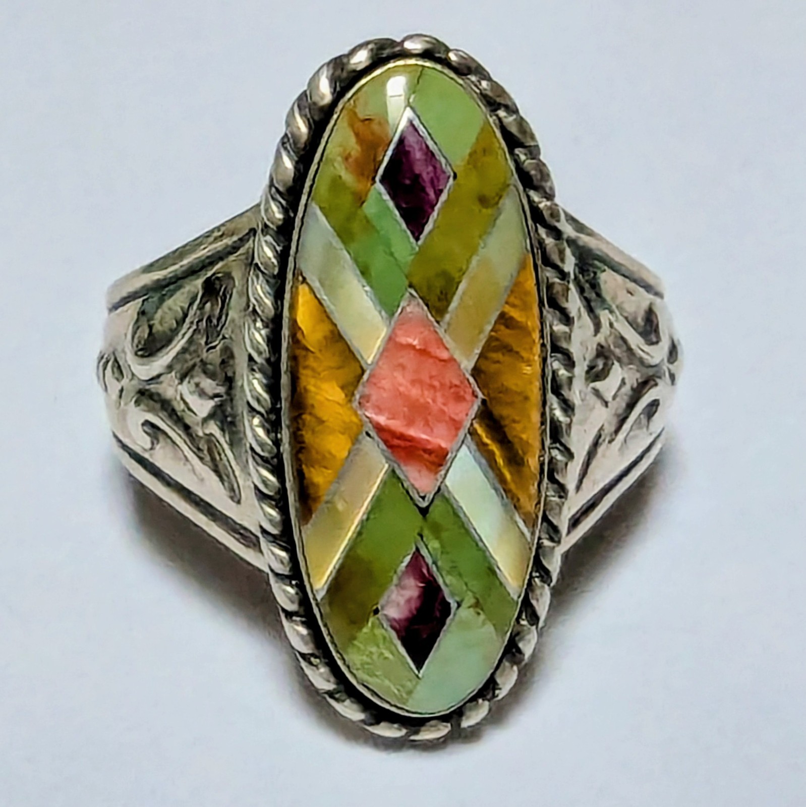 Carolyn Pollack Relios Sterling Silver Inlay Gemstone Ring 8.75