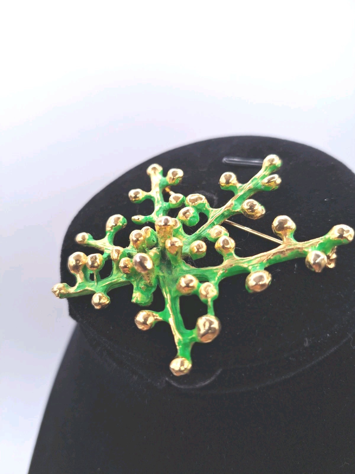 Vintage Signed Zentall Gold Tone Branch Brooch/Pin Brutalist MCM