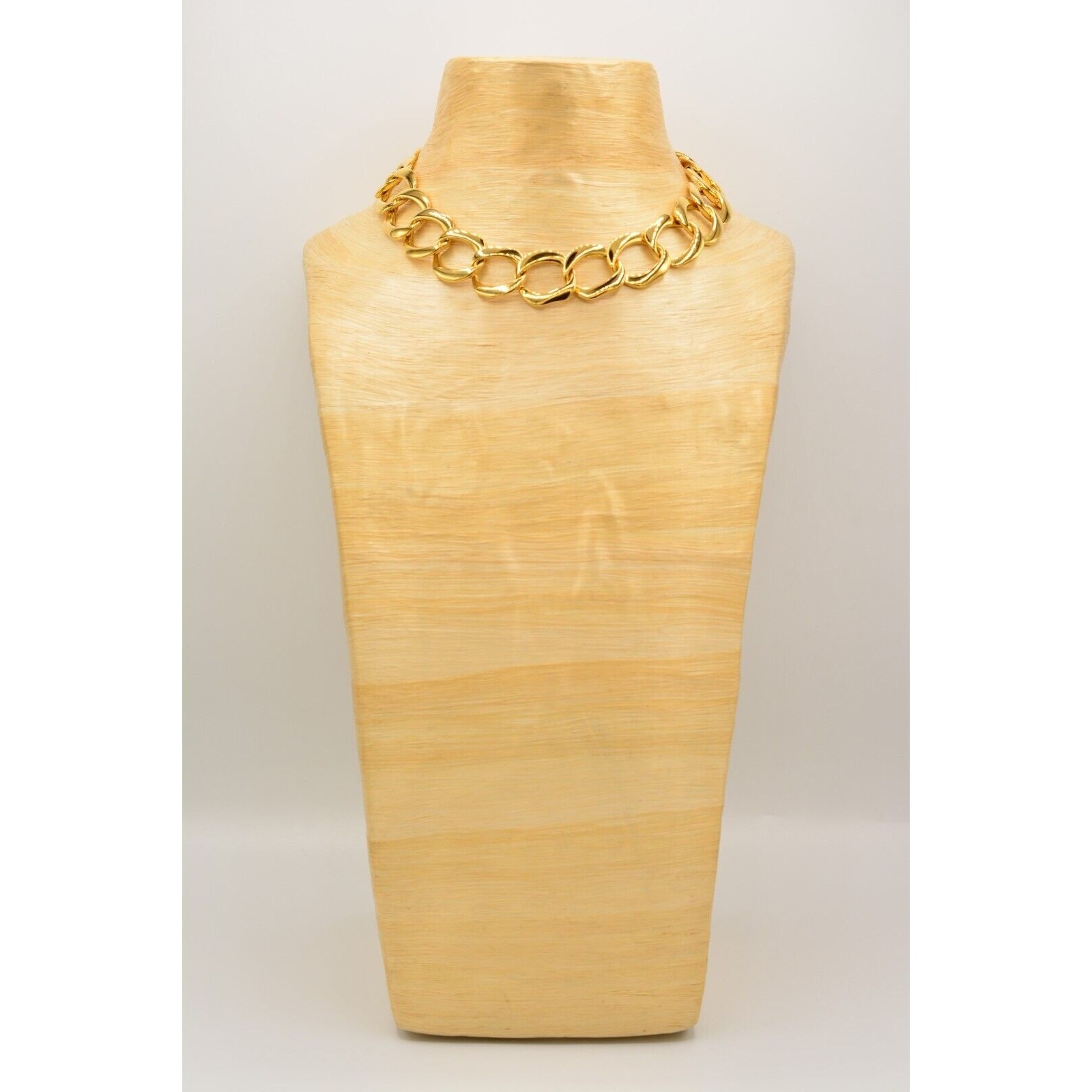 Vintage Linked Chain Gold Tone Metallic Chunky Shiny Yellow 1980s BinL