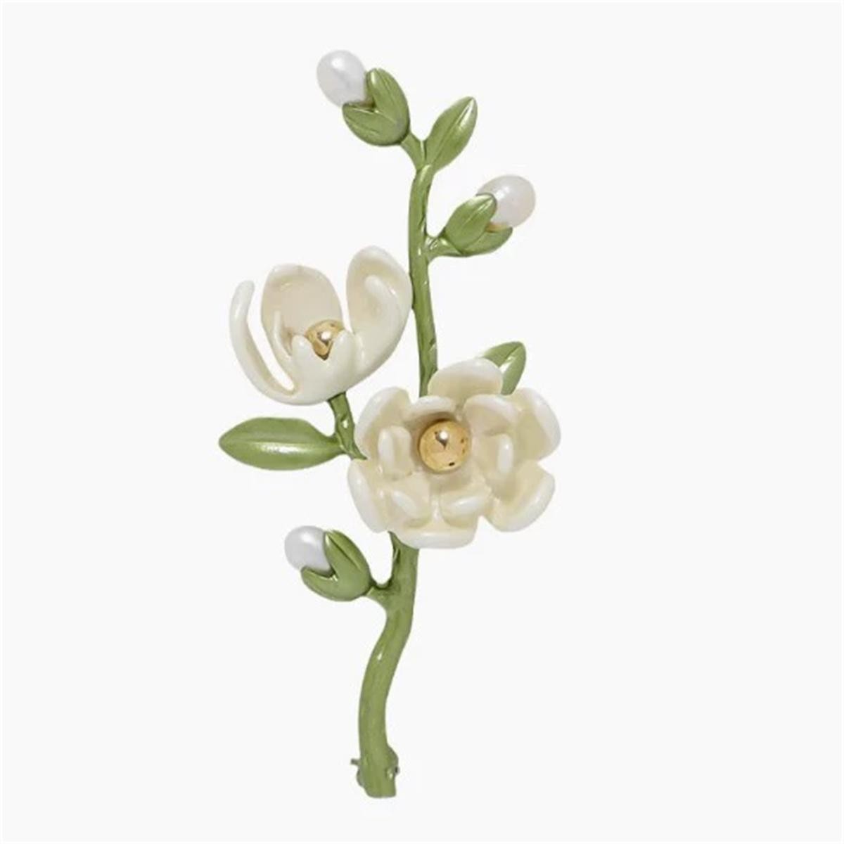 Vintage Magnolia Brooch Korean Ins Style Elegant Pin Jewelry Accessories Gift