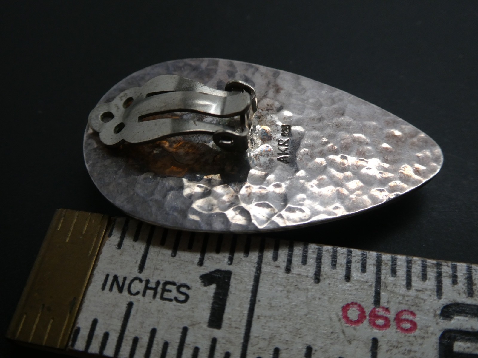 Amy Kahn Russell AKR Pyrite Gemstone Modernist Sterling 925 Clip On Earrings