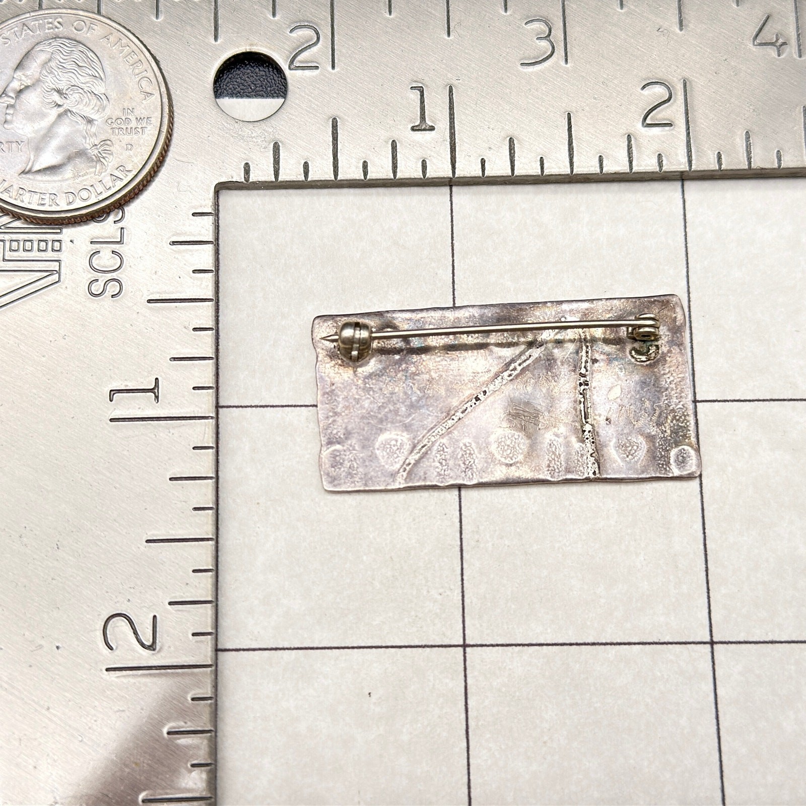 Vintage Modernist A K Edgar Mixed Metal Sterling Silver Pin Brooch