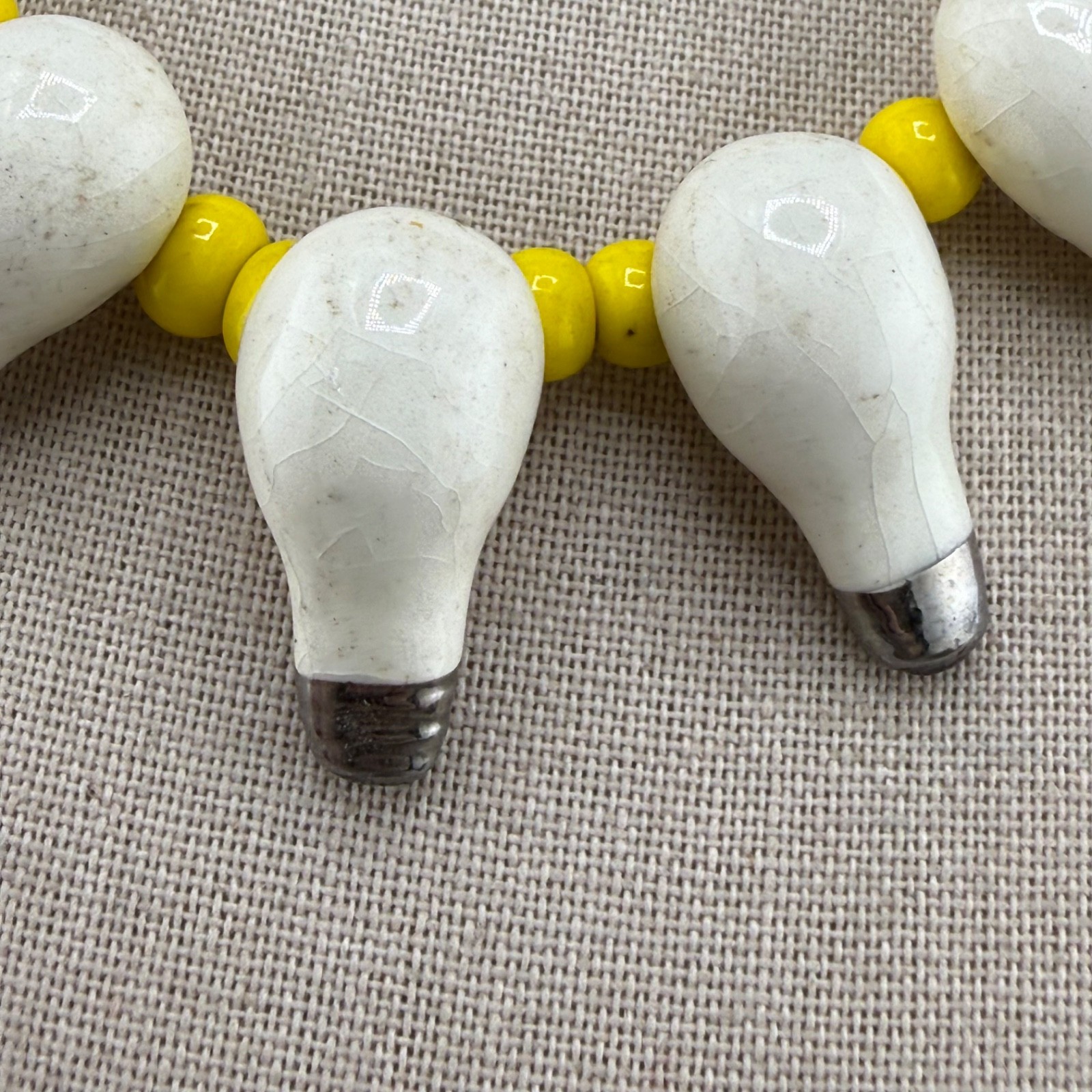 Vintage Flying Colors Necklace Ceramic Beaded Lightbulb 16”
