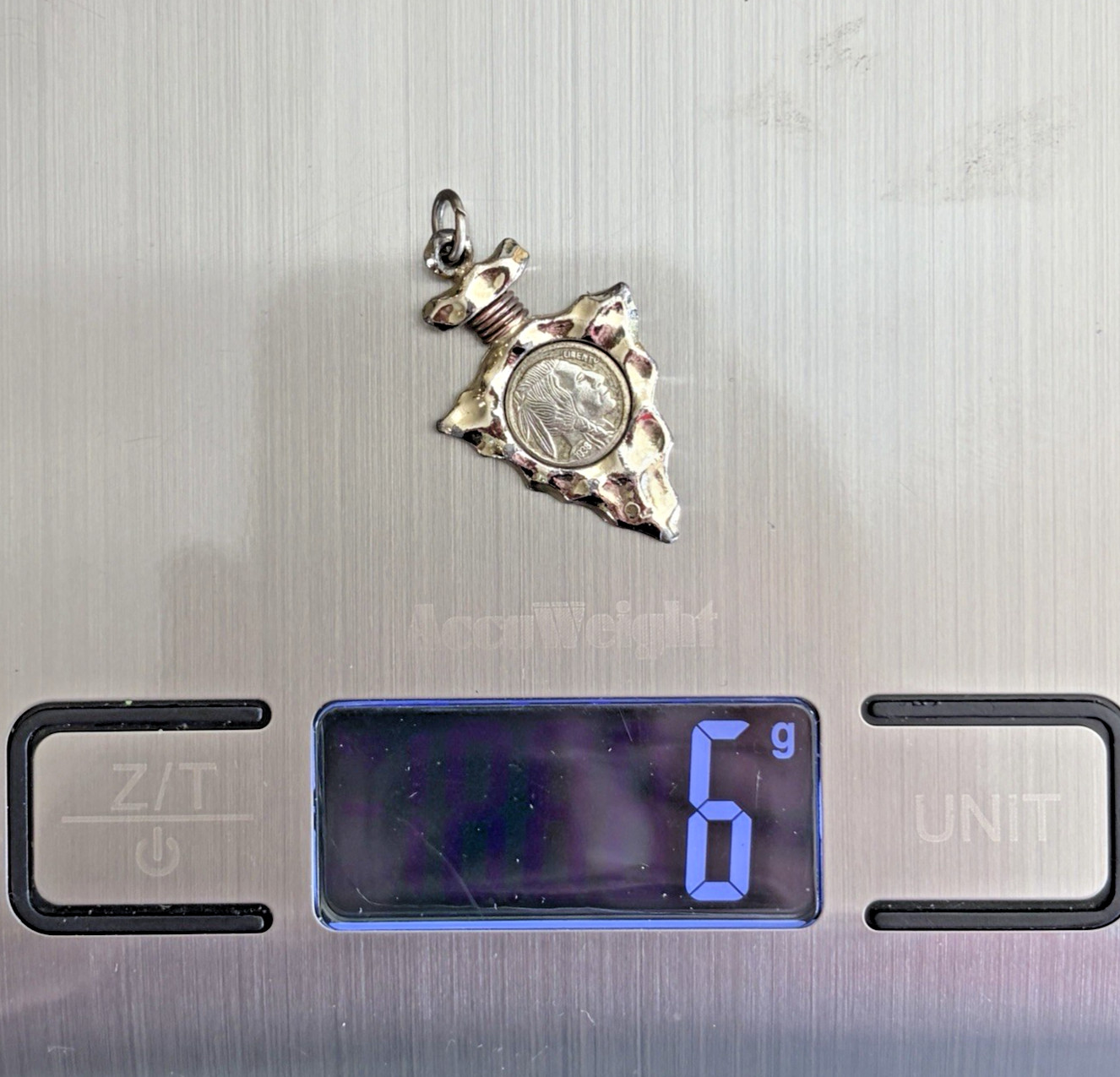 Vintage Miniature Indian Head BUFFALO NICKEL 1938 Arrowhead Pendant