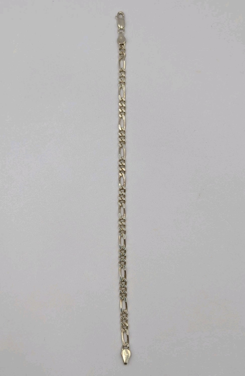 Signed Vtg Sterling Silver 4.3mm Figaro Italian Chain Unisex 925 Bracelet 7 7/8″