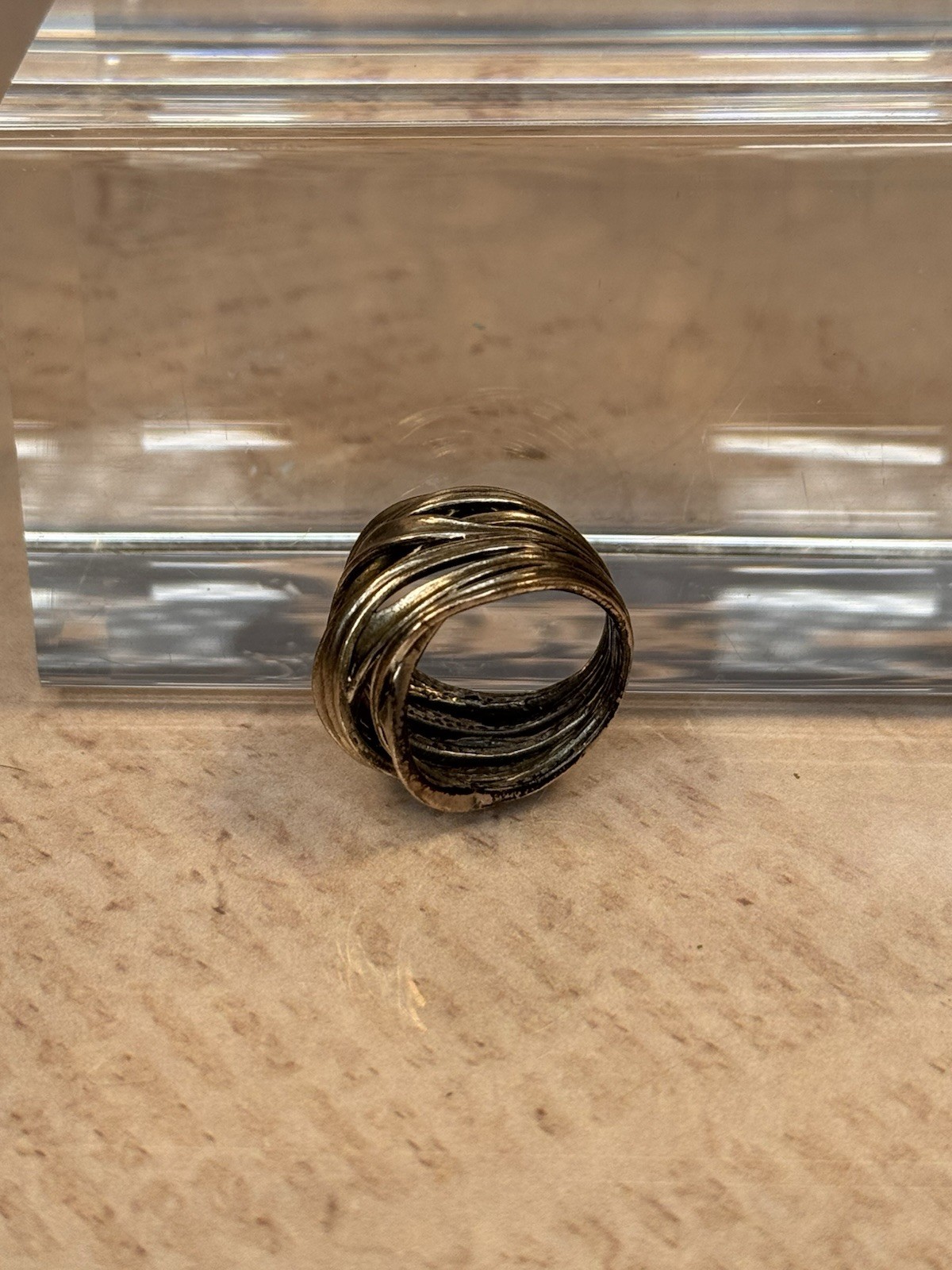 Vintage PZ 925 Israel Multi Strand Wrap Ring Wide Band Size 6.75 Lot D6