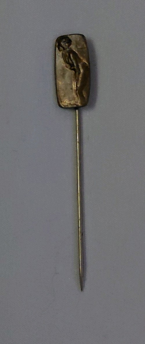 1915 Art Nouveau Edwardian Era, Stick Pin. Brass, Bronze, Gold Wash.