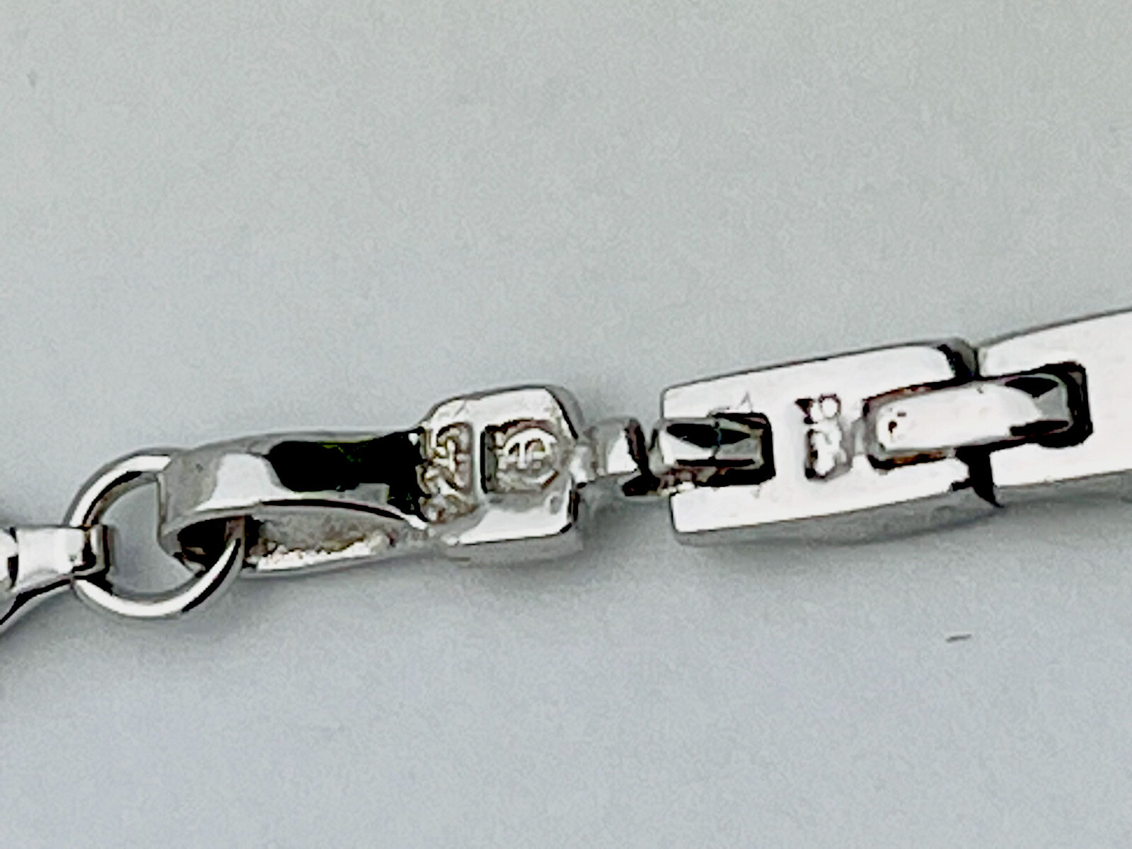 Lab Created Blue Opal 925 Sterling Silver Square Link Bracelet 7 1/2”