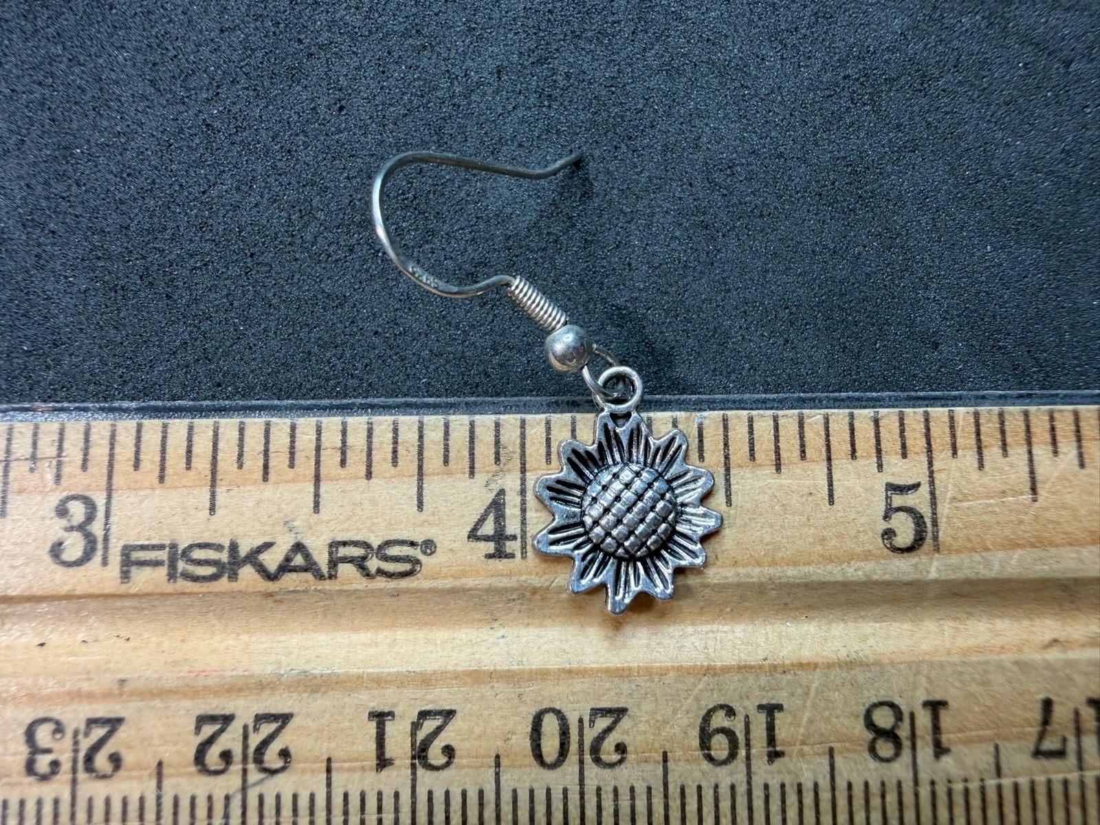 1.52g Vintage Sterling Silver 925 Sunflower Dangle Drop Earrings Boho Retro M