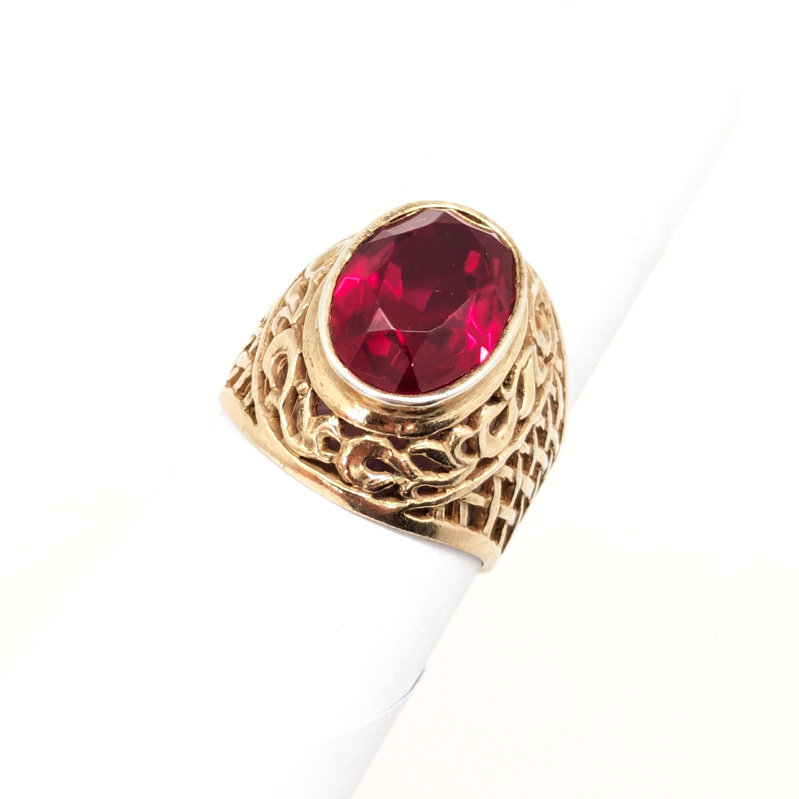 Vintage Soviet RING Silver⭐️875 stamp Star USSR with Bright Ruby -size: 8US | #8