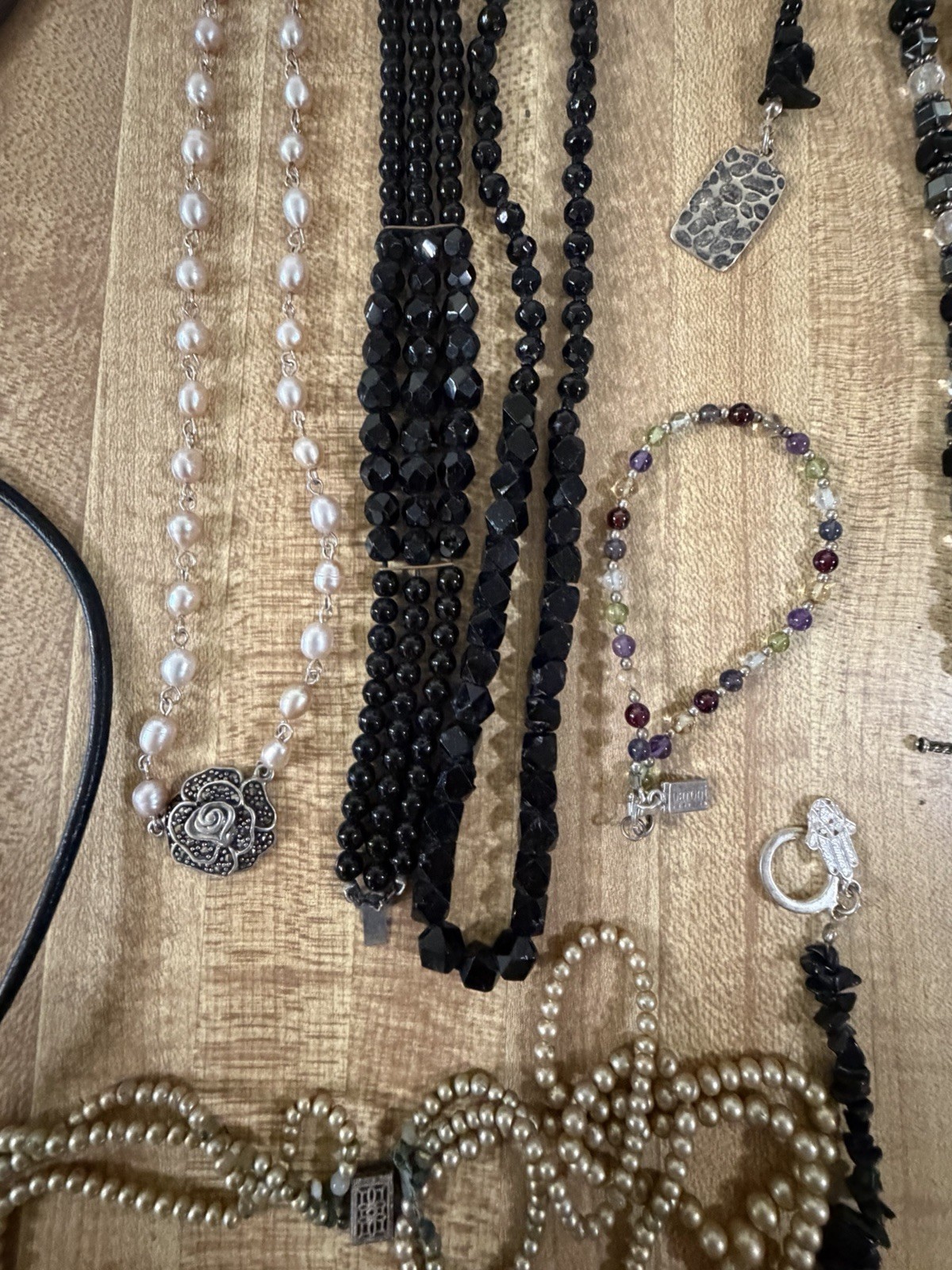 Sterling Silver Vintage Modern Mix Bead Plastic Stone Necklaces Bracelet Lot