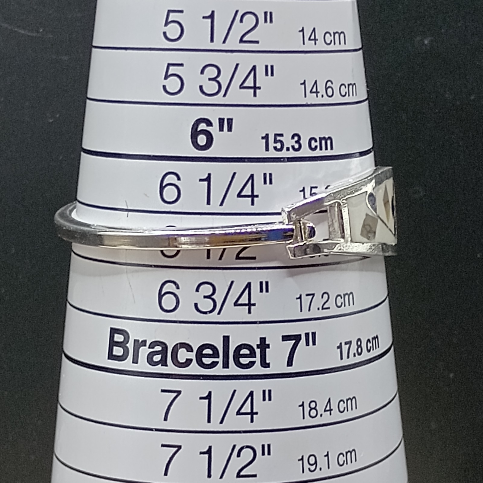 Alpaca Mexico Silver Cuff Bracelet Blue Lapis Abalone Inlay Flower 6.5″ Unworn