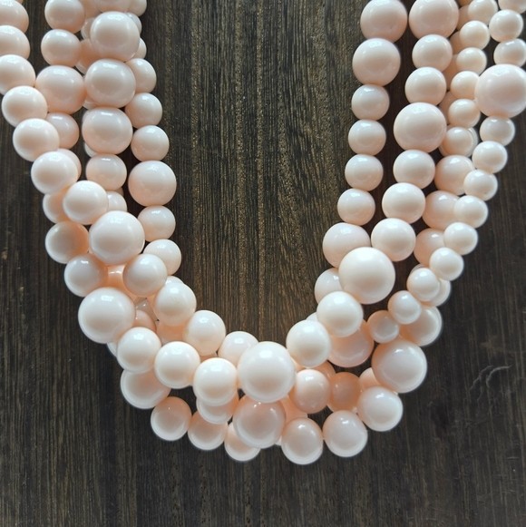 SUGARFIX by BAUBLEBAR Necklace Multi Strand Light Pink Beads Ribbon Tie Back