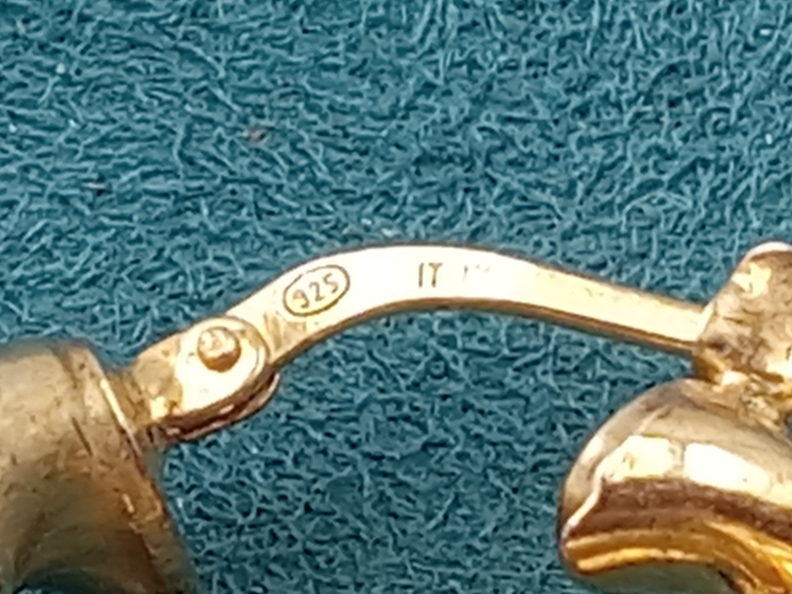 Designer ITAOR Sterling Silver & Gold Wash Earrings: About 1″ in Diameter