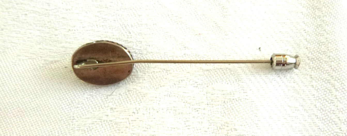 Vtg Artisan Carnelian Stick Pin 925 Sterling Silver Top Flower Design Stickpin