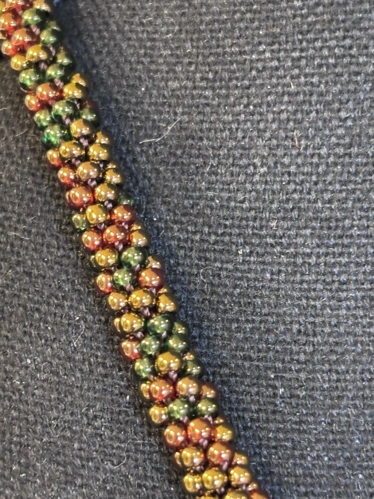 Vintage Handmade Seed Bead Necklace With A Gold-Toned Hook And Eye Clasp