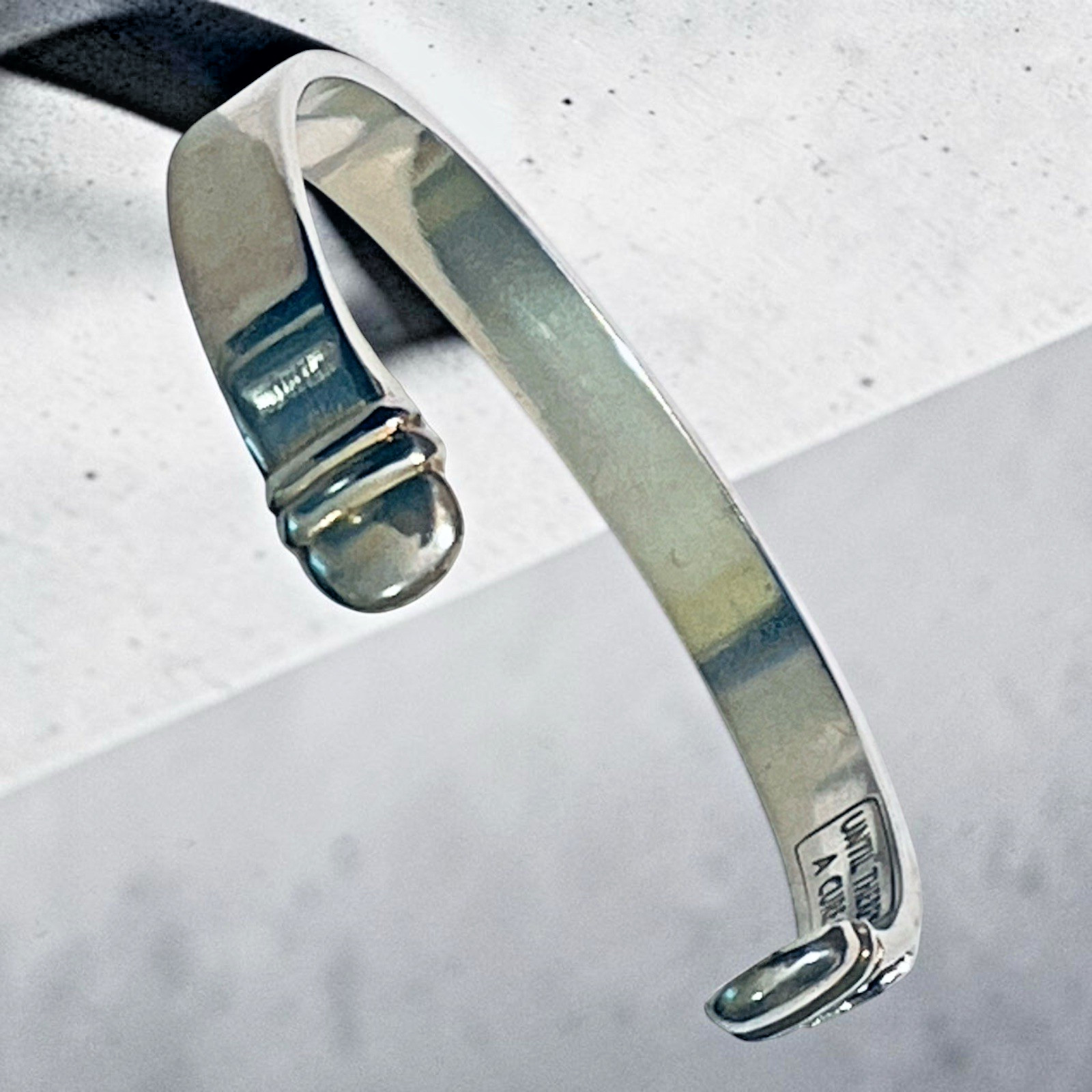 Cuff Bracelet “Until There’s a Cure” Breast Awareness Silverplated Made in Italy