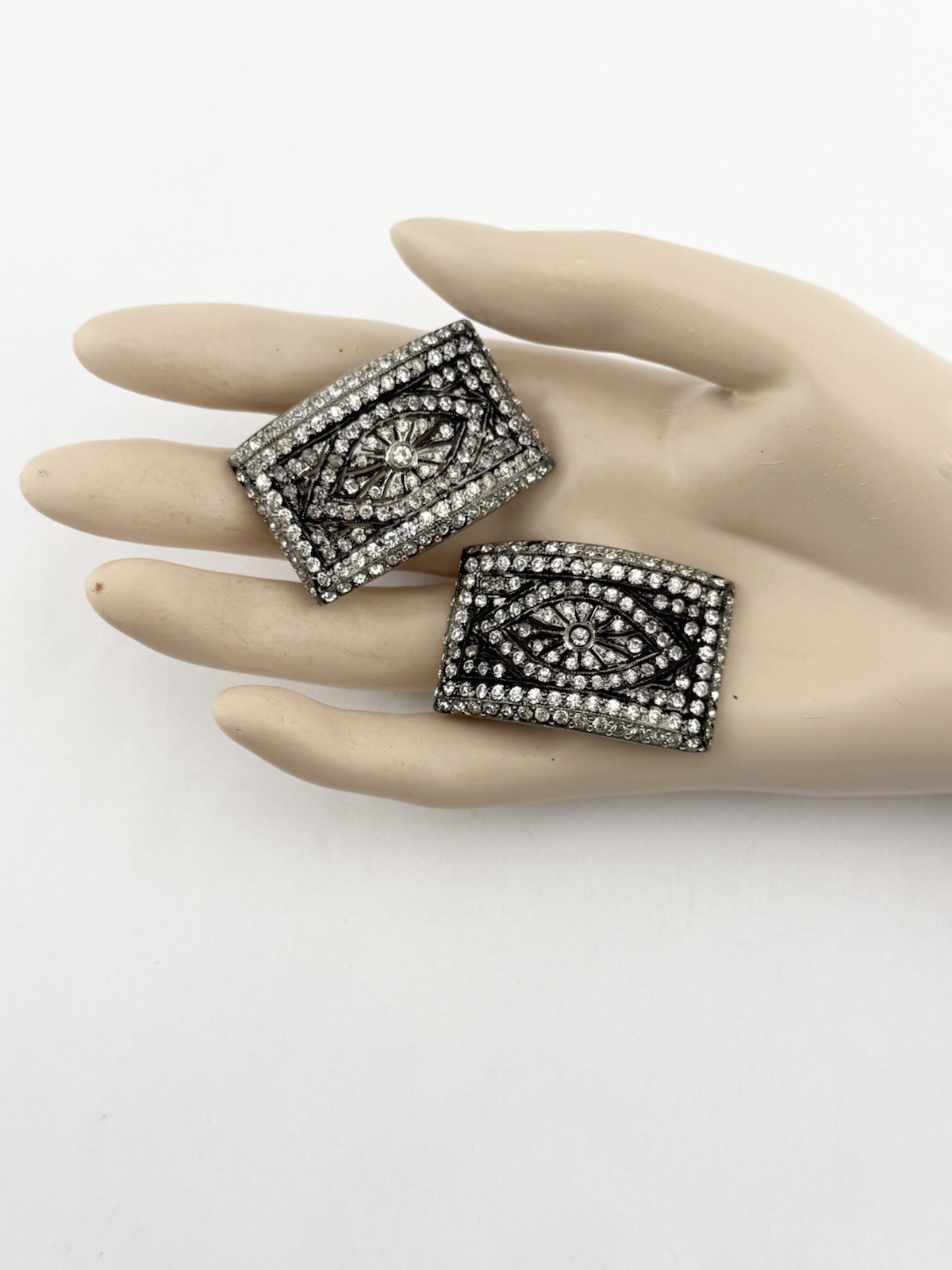 Vintage Fishson Henry Fishel & Son Silverite Buckles W/ Rhinestones