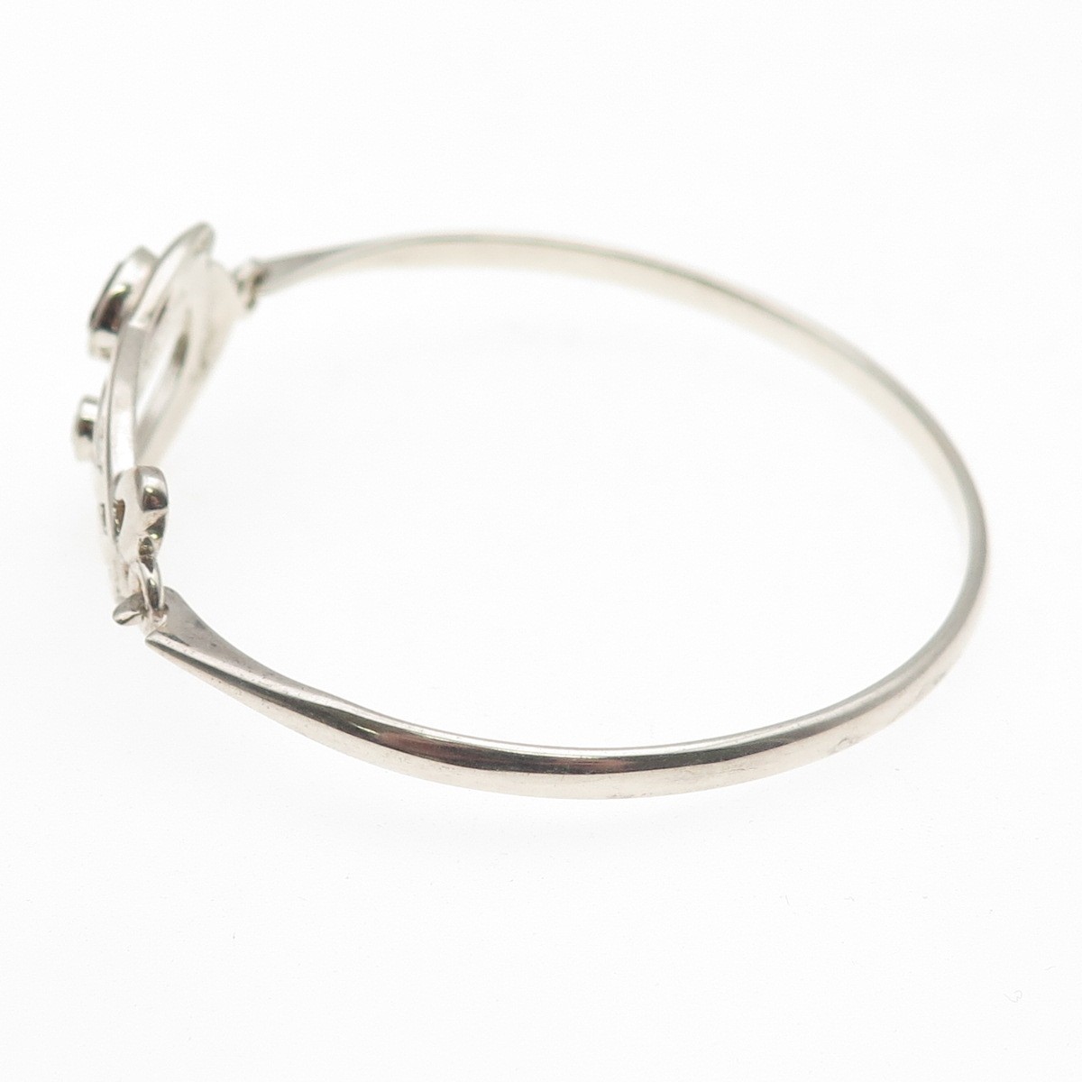 KIT HEATH Sterling Vintage 1990 Real Amethyst Modernist Bangle Bracelet 6.75″