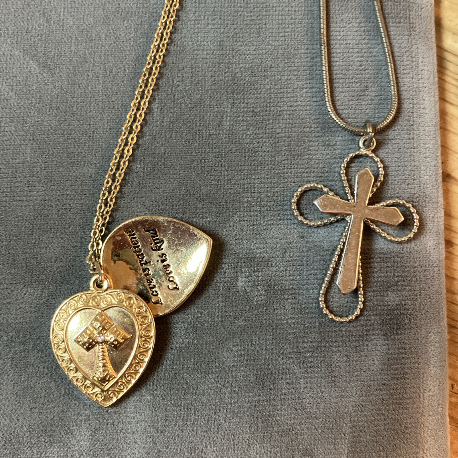 VTG / Modern Costume Jewelry Lot Religious Pocket Shrine Angels Silver Gold Tone
