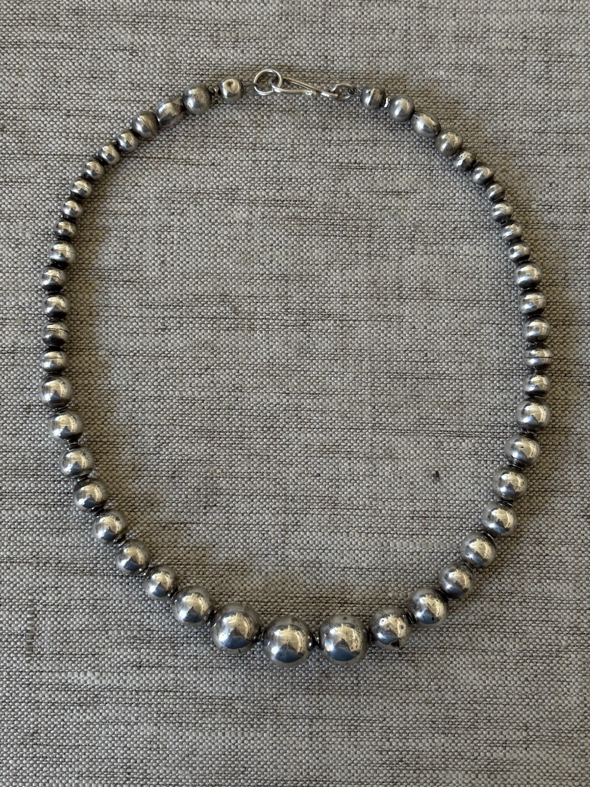 Vintage 16” Sterling Silver 925 Graduated Bead Necklace Mexico 18 Grams