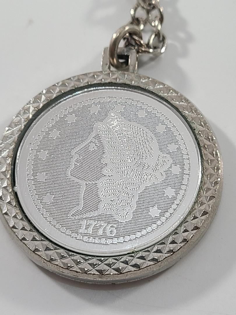 VTG Bi-Centennial Silver 20 Dollar Coin Replica Pendant Necklace