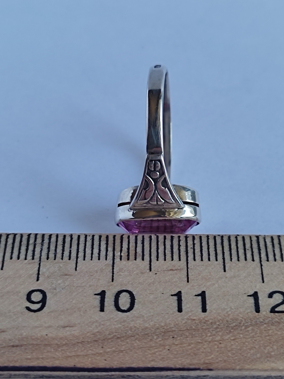Vintage 70s Soviet Union Silver 875 USSR Ring Pink Sapphire Size US 7.5/ 17.5 mm