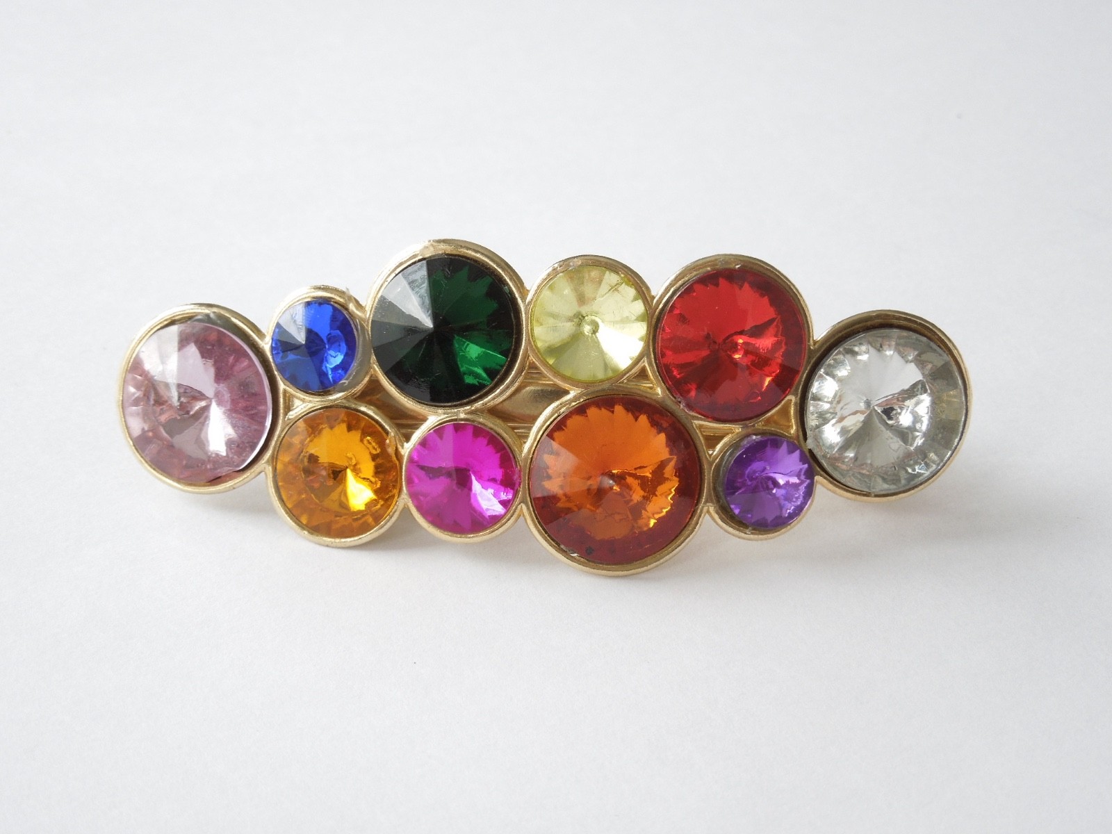 Hair Clip Metal Gold-Colored With Colorful Gems 21.4 G / 9.5 X 3.4 Cm