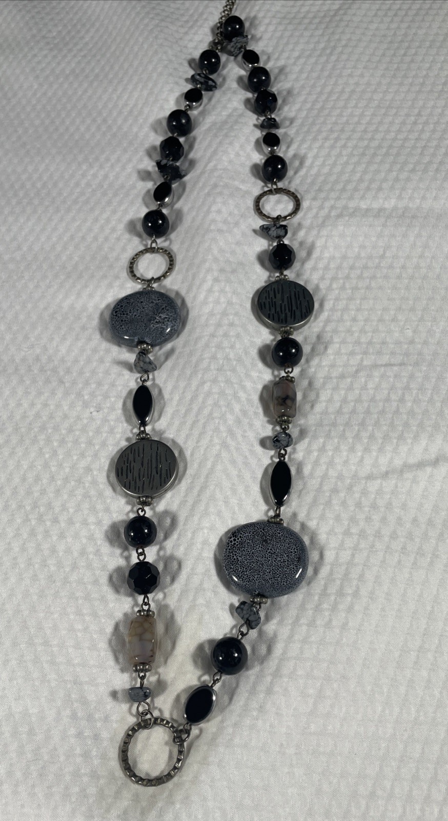 Black Gray Beaded 28” Necklace
