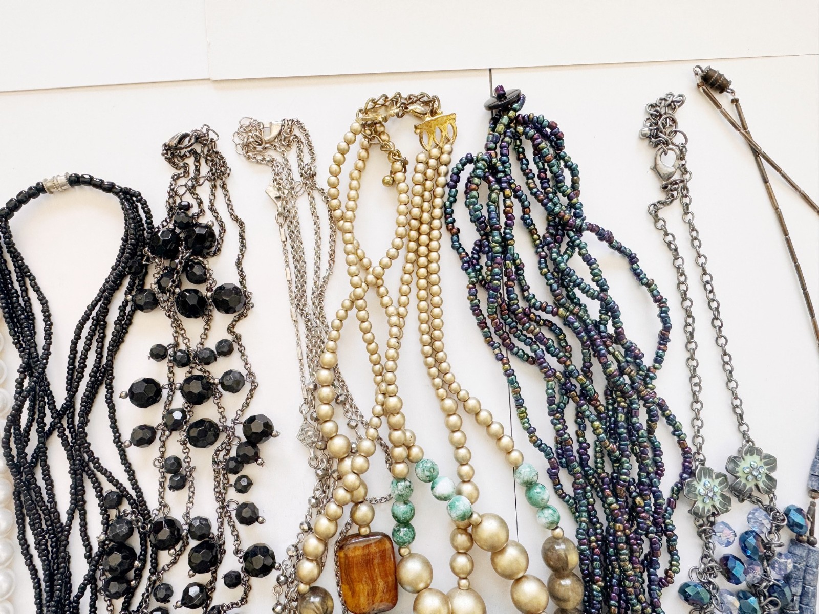 10 Pcs Vintage Necklace Lot Beaded Statement Glass Faux Pearl Boho Fashion