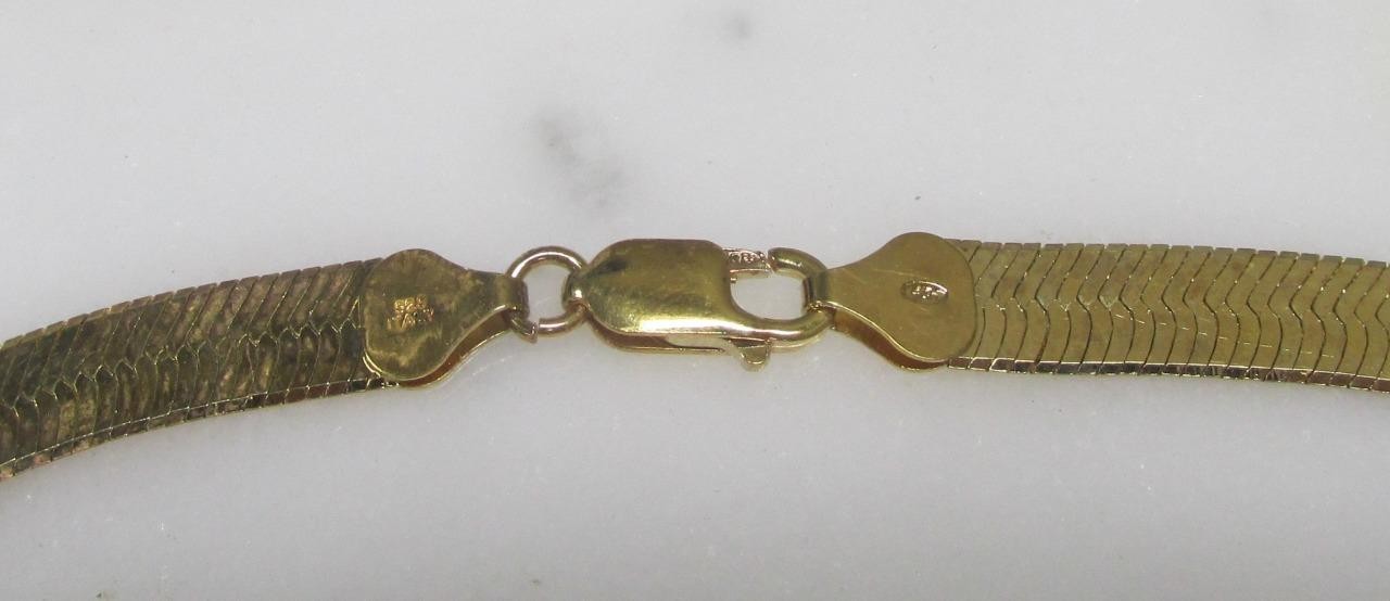 Gold Plated Sterling Silver Herringbone Necklace ~ 23-1/2″ ~ 25.4g ~ 2-G289