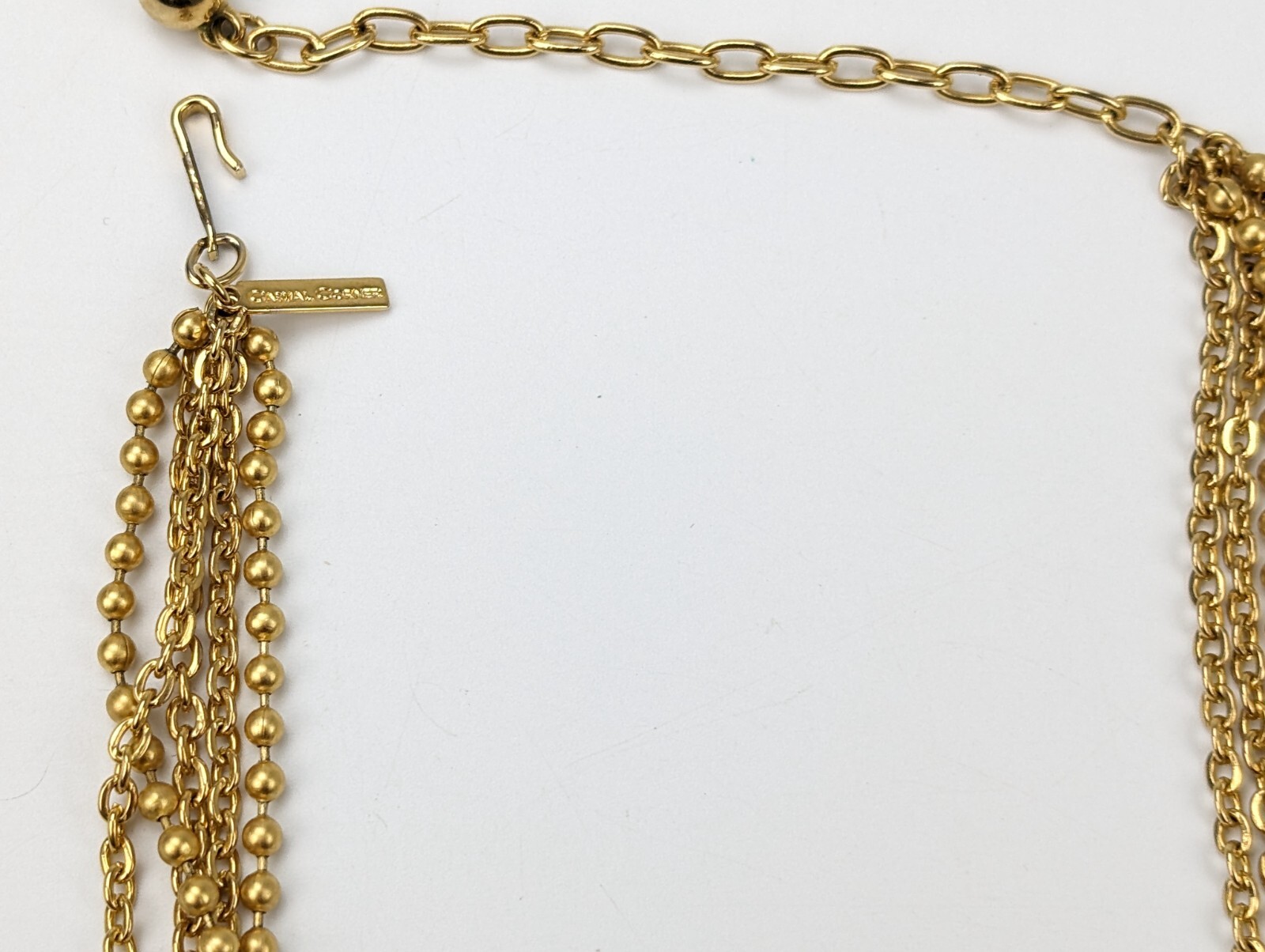 Vtg Casual Corner Etruscan Style Multi Strand Gold Tone Ball Pendant Necklace