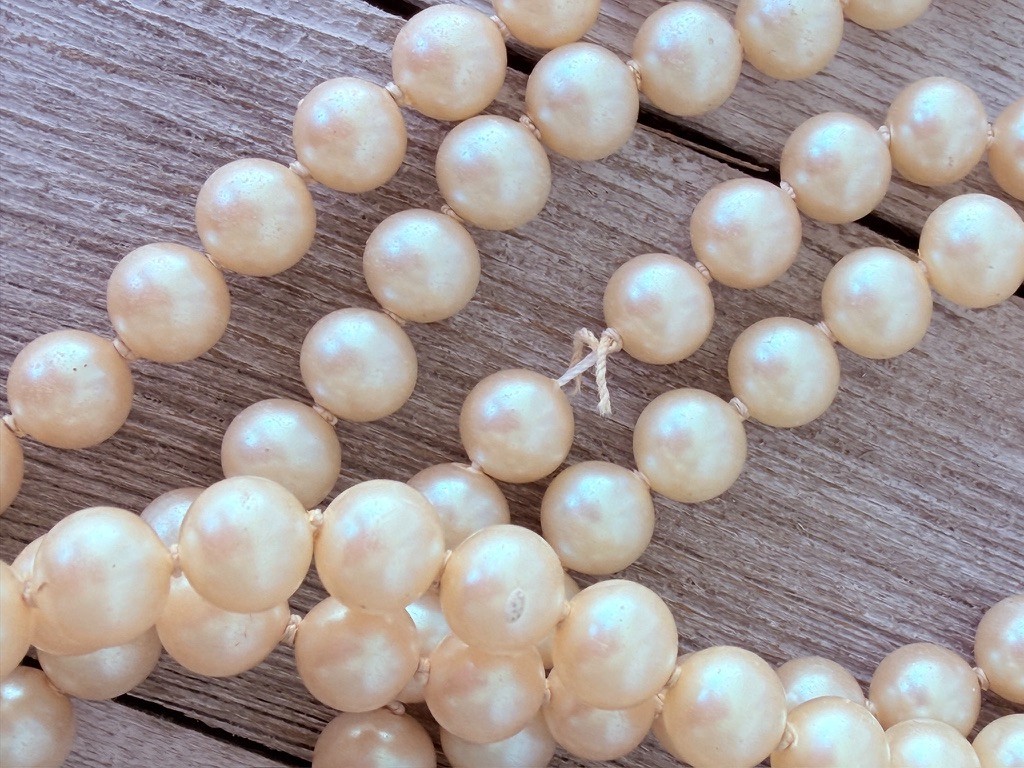 Vintage Faux Pearl Necklace Glass Cameo Brooch Clasp Convertible 26″ 28″ Repair